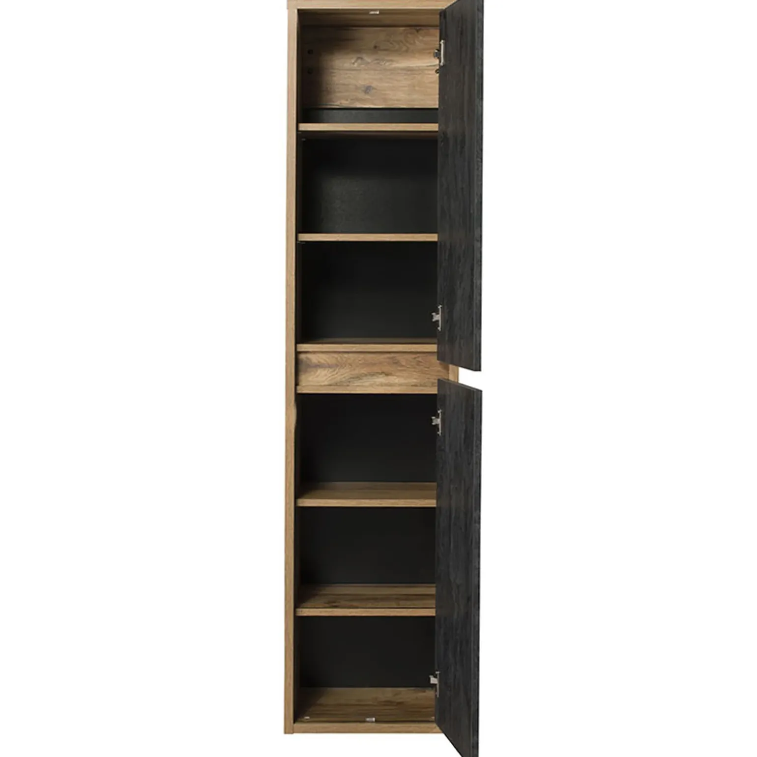 Mobile bagno sospeso 100cm con lavabo, mobile specchio e colonna rovere antracite Stony