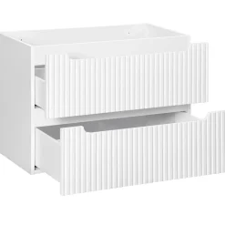 Mobile bagno sospeso 80cm cannettato 2 cassetti bianco rovere Cleany
