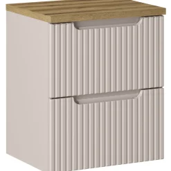 Mobile bagno sospeso 50cm cannettato 2 cassetti beige rovere Cleany