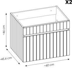Mobile bagno sospeso 140cm cannettato 2 cassettoni bianco quercia Autentic