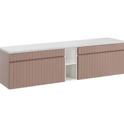 Mobile bagno sospeso 180cm cannettato 2 cassettoni rosa Autentic