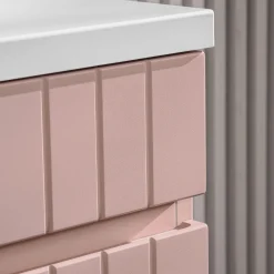 Mobile bagno sospeso 180cm cannettato 2 cassettoni rosa Autentic