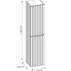 Mobile bagno sospeso 160cm cannettato con 2 lavabi, colonna e specchio rosa Autentic