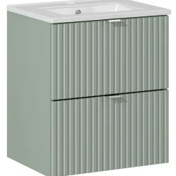 Mobile bagno sospeso 50cm cannettato con lavabo 2 cassetti verde salvia Greeny