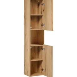 Mobile bagno sospeso 100cm con 2 lavabi, 4 cassetti e colonna rovere Rovery
