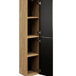 Mobile bagno sospeso 100cm con lavabo e colonna nero rovere Swim