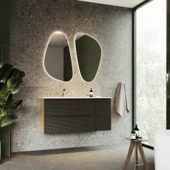 Mobile bagno sospeso 120cm con lavabo da incasso nero rovere Swim