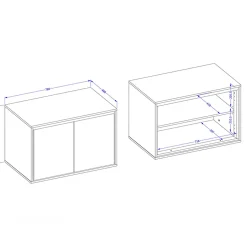 Mobile bagno sospeso 78cm con specchio e colonna bianco lucido nero Linda