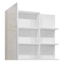 Mobile bagno sospeso 78cm con specchio e colonna bianco lucido nero Linda