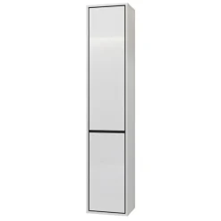 Mobile bagno sospeso 78cm con specchio e colonna bianco lucido nero Linda