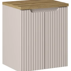 Mobile bagno sospeso 50cm cannettato 2 ante beige rovere Cleany