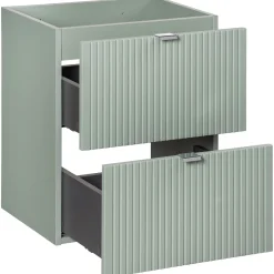 Mobile bagno sospeso 50cm cannettato 2 cassetti verde salvia rovere Greeny