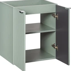 Mobile bagno sospeso 60cm cannettato 2 ante verde salvia rovere Greeny