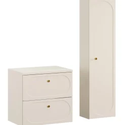 Mobile bagno sospeso fresato 60cm con colonna beige Sand