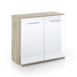 Mobile contenitore 80x72h cm 2 ante rovere bianco lucido Time A