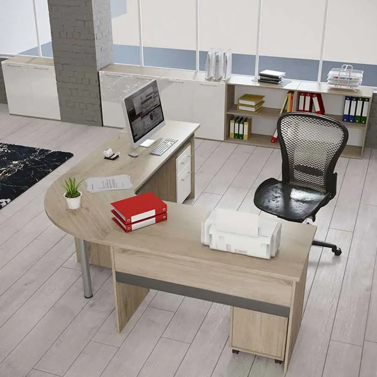 Mobile contenitore 80x72h cm 2 ante rovere bianco lucido Time A