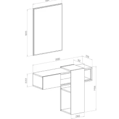 Mobile ingresso sospeso 100x185h cm con specchio bianco rovere Rich Gihome®