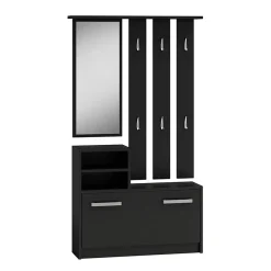 Mobile ingresso 85x180h cm con specchio scarpiera nero Bergen