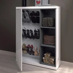 Mobile ingresso 79x108h cm con specchio bianco lucido grigio Alf