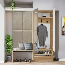 Mobile ingresso 160x202h cm con specchio rovere chiaro Canada
