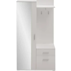 Mobile ingresso 97x195h cm con attaccapanni e specchio bianco Zefira