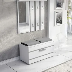 Mobile ingresso 85x137h cm con specchio bianco grigio Anibal