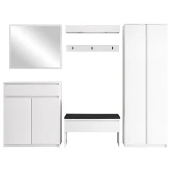 Mobile ingresso 300x200h cm con specchio appendiabiti armadio bianco Accent