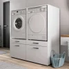 Mobile lavatrice e asciugatrice 134x144h cm con cassettoni bianco Water