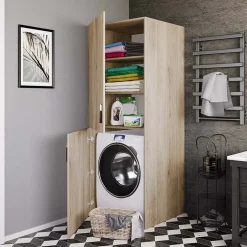 Mobile lavatrice 70x180h cm 2 ante e ripiani rovere Wash