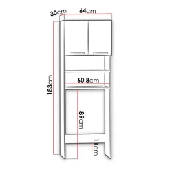 Mobile lavatrice 64x183h cm con 2 ante e ripiani bianco Andres