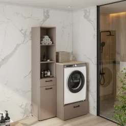 Mobile lavatrice 107x197h cm con colonna beige Wave