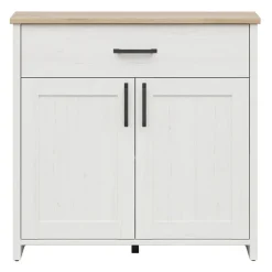 Mobile multiuso 102x99h cm 2 ante 1 cassetto scandinava bianco frassinato rovere Lars