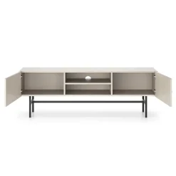 Mobile porta TV moderno 155x52h cm 2 ante e vani a giorno beige Eterna