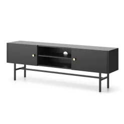 Mobile porta TV moderno 155x52h cm 2 ante nero Eterna