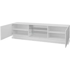 Mobile porta tv sospeso 200x57h cm 2 ante 2 vani a giorno bianco lucido Bianca