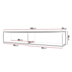 Mobile porta TV sospeso 180x30h cm design bianco lucido 2 ante Silvia