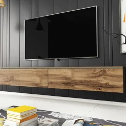 Mobile porta TV sospeso 180x30h cm 2 ante design rovere Silvia
