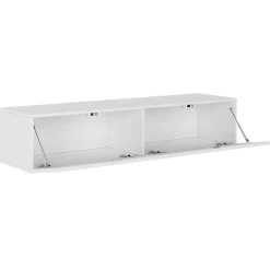 Mobile porta tv sospeso 140x30h cm 2 ante moderno bianco lucido Teodora