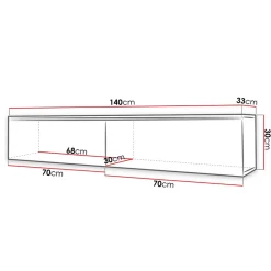Mobile porta TV sospeso 140x30h cm con LED rovere bianco lucido  Silvia