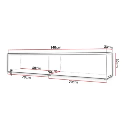 Mobile porta TV sospeso 140x30h cm con LED rovere bianco lucido  Silvia
