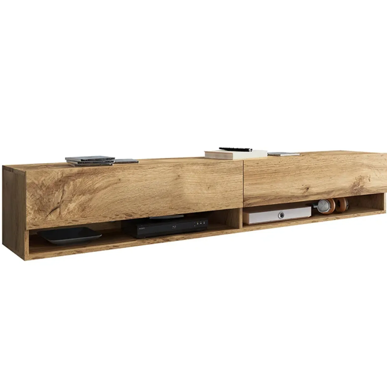 Mobile porta TV sospeso 180x30h cm 2 ante rovere Gregoria