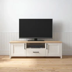 Mobile porta TV 160x51h cm 2 ante 1 cassetto bianco frassinato rovere Lars