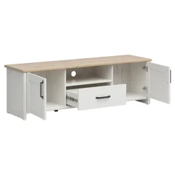 Mobile porta TV 160x51h cm 2 ante 1 cassetto bianco frassinato rovere Lars