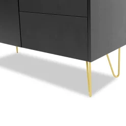 Mobile porta TV 144x55h cm 2 ante 1 cassetto grafite marmo nero Visby