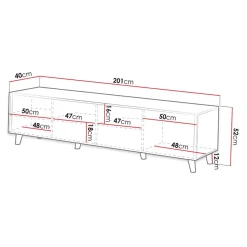 Mobile porta TV 201x52h cm 4 ante cannettato quercia Essence