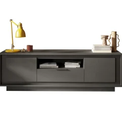 Mobile porta TV 184x58h cm 2 ante 1 cassetto antracite Deluxe