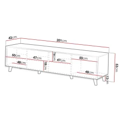 Mobile porta TV 201x53h cm 4 ante cannettato antracite Essence