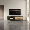 Mobile porta TV 180x55h cm 2 ante con led nero opaco rovere Amel