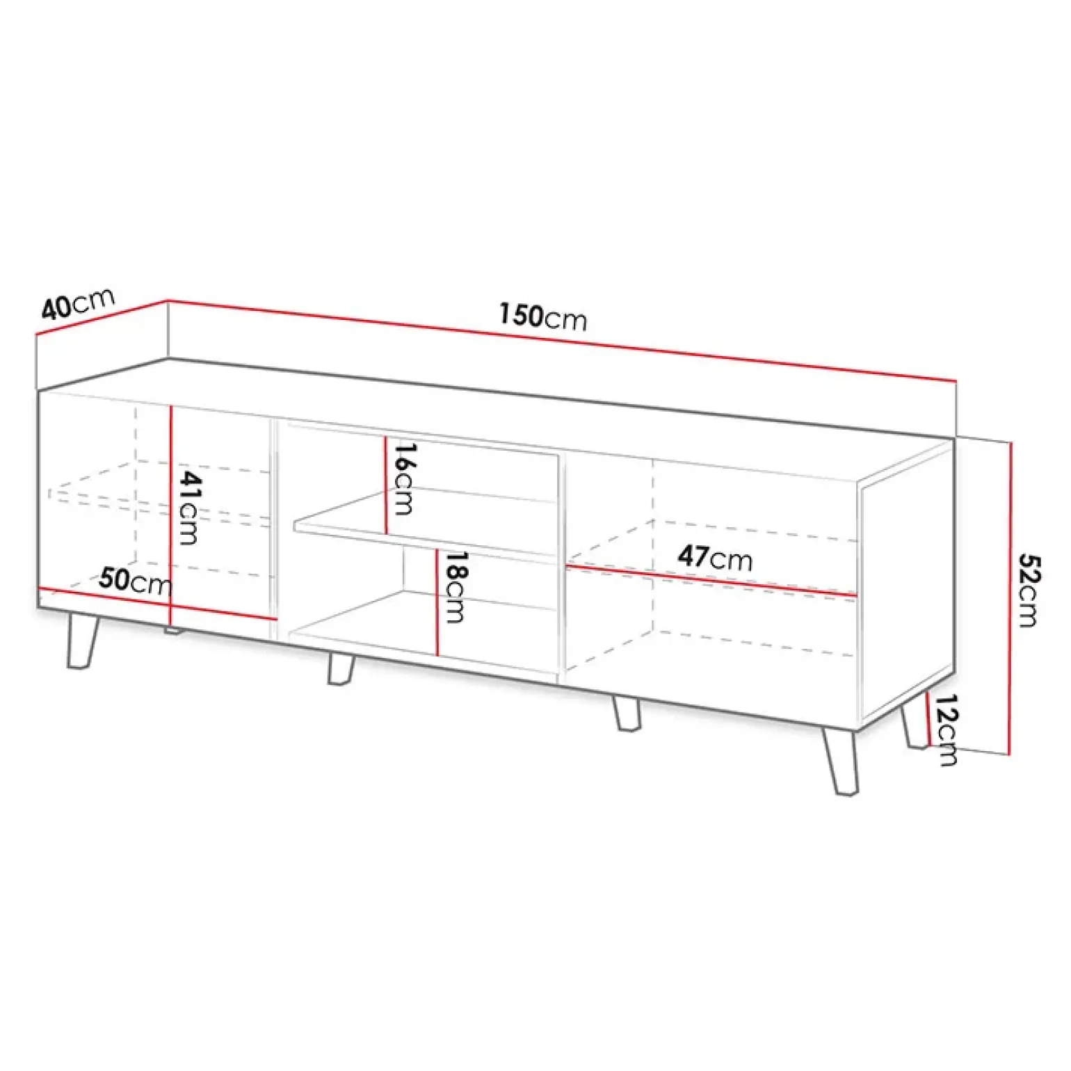 Mobile porta TV 150x52h cm 2 ante cannettato quercia Essence