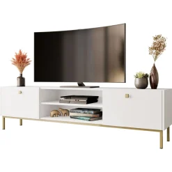 Mobile porta TV 180x48h cm 2 ante 2 vani bianco opaco Giuggiola